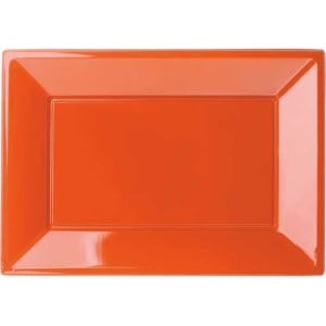 Orange-Rectangular-Plastic-Serving-Tray-9-x-13-Inches-Pack-of-3